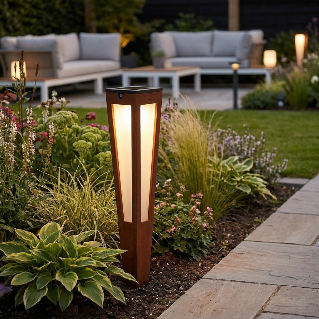 Tinka 500lm Solar Lantern 62 cm - Corten Aluminium with Frosted Acrylic Diffuser