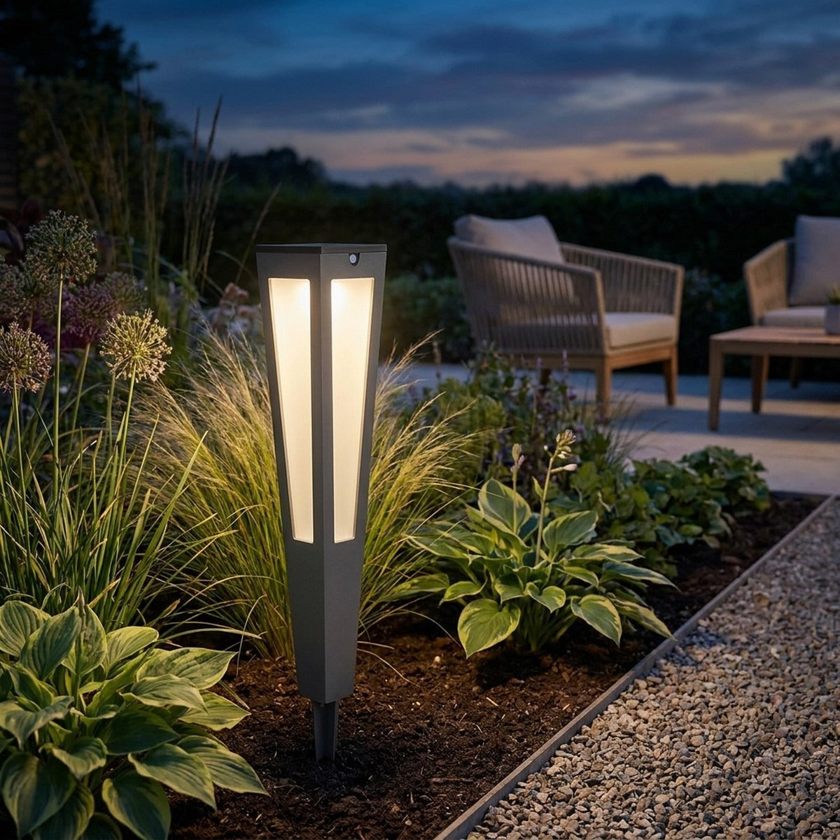 Tinka 500lm Solar Lantern 62 cm - Space Grey Aluminium with Frosted Acrylic Diffuser