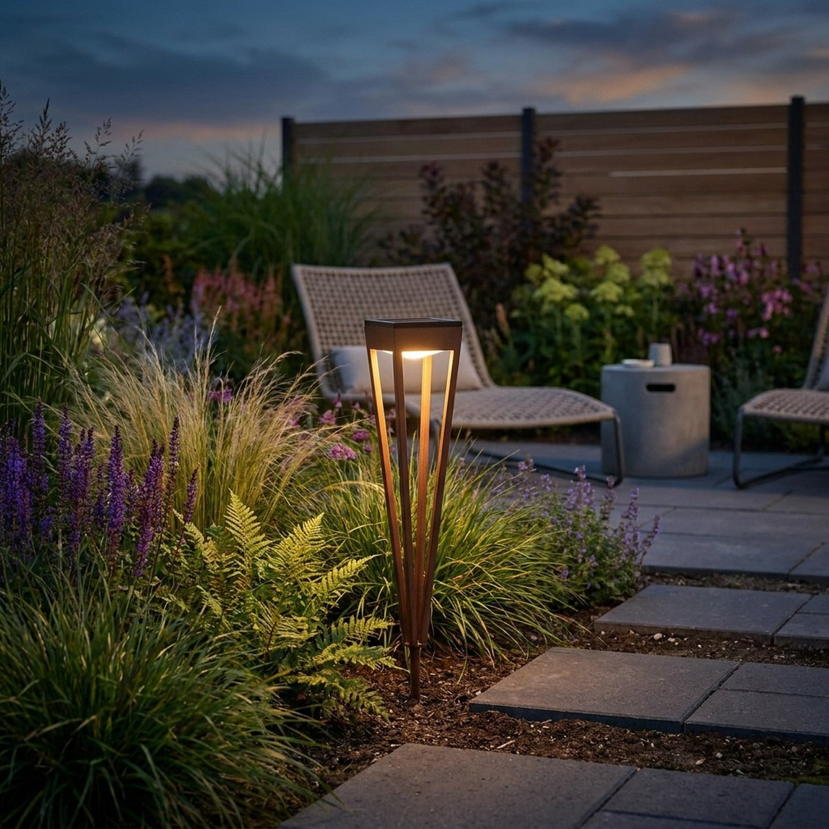 Tinka 300lm Solar Torch 90 cm with Integrated Spike - Corten Aluminium