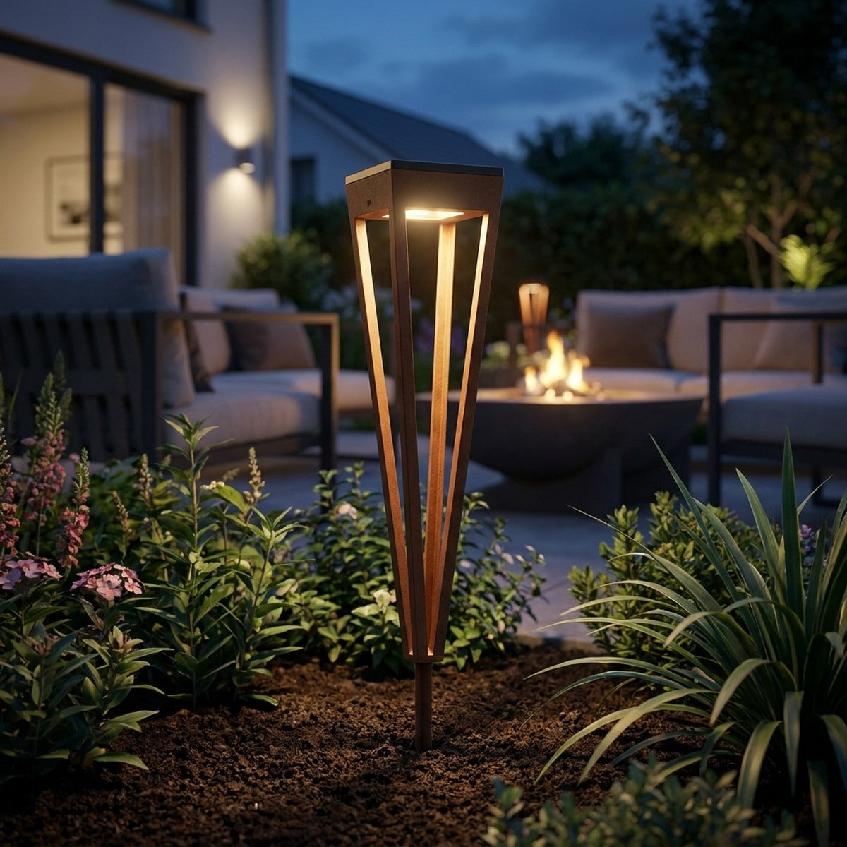 Tinka 300lm Solar Torch 50 cm with Integrated Spike - Corten Aluminium