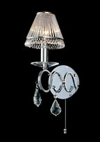 Diyas Torino Switched 1 Light Wall Light in Polished Chrome with Crystal