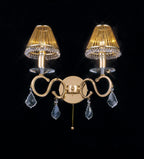 Diyas Torino 2 Light Switched Wall Light in French Gold with Crystal