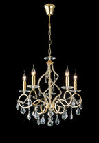 Diyas Torino 5 Light Pendant Light in French Gold with Crystal