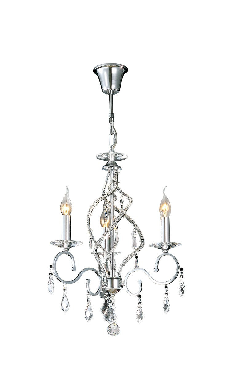 Diyas Torino 3 Light Pendant Light in Polished Chrome with Crystal