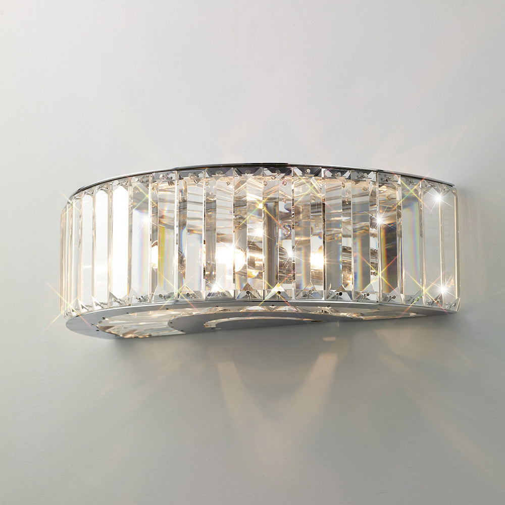 Diyas Torre 3 Light Wall Light in Polished Chrome with Crystal