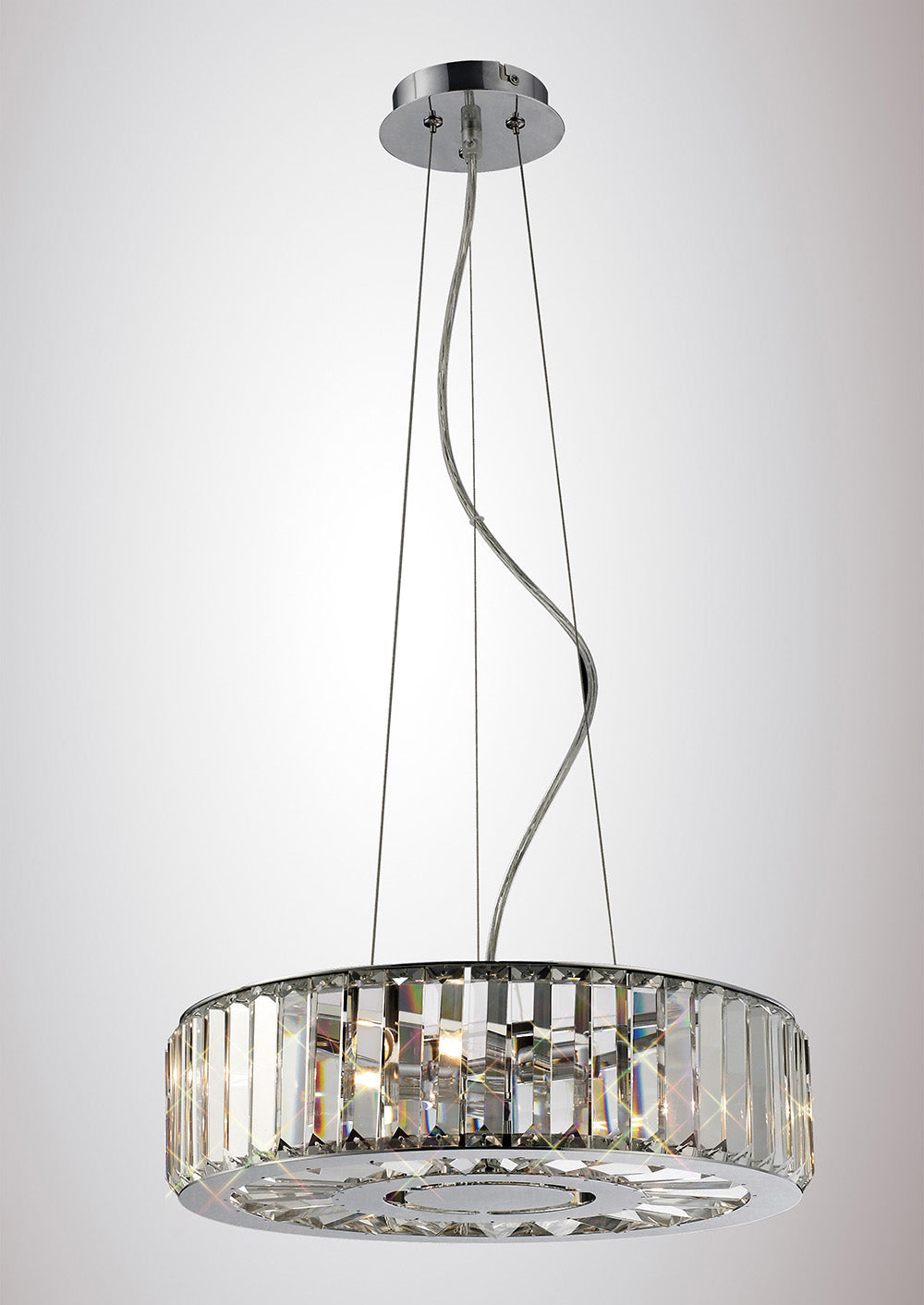 Diyas Torre 5 Light Pendant Light in Polished Chrome with Crystal