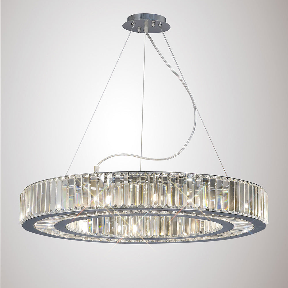 Diyas Torre 10 Light Pendant Light in Polished Chrome with Crystal