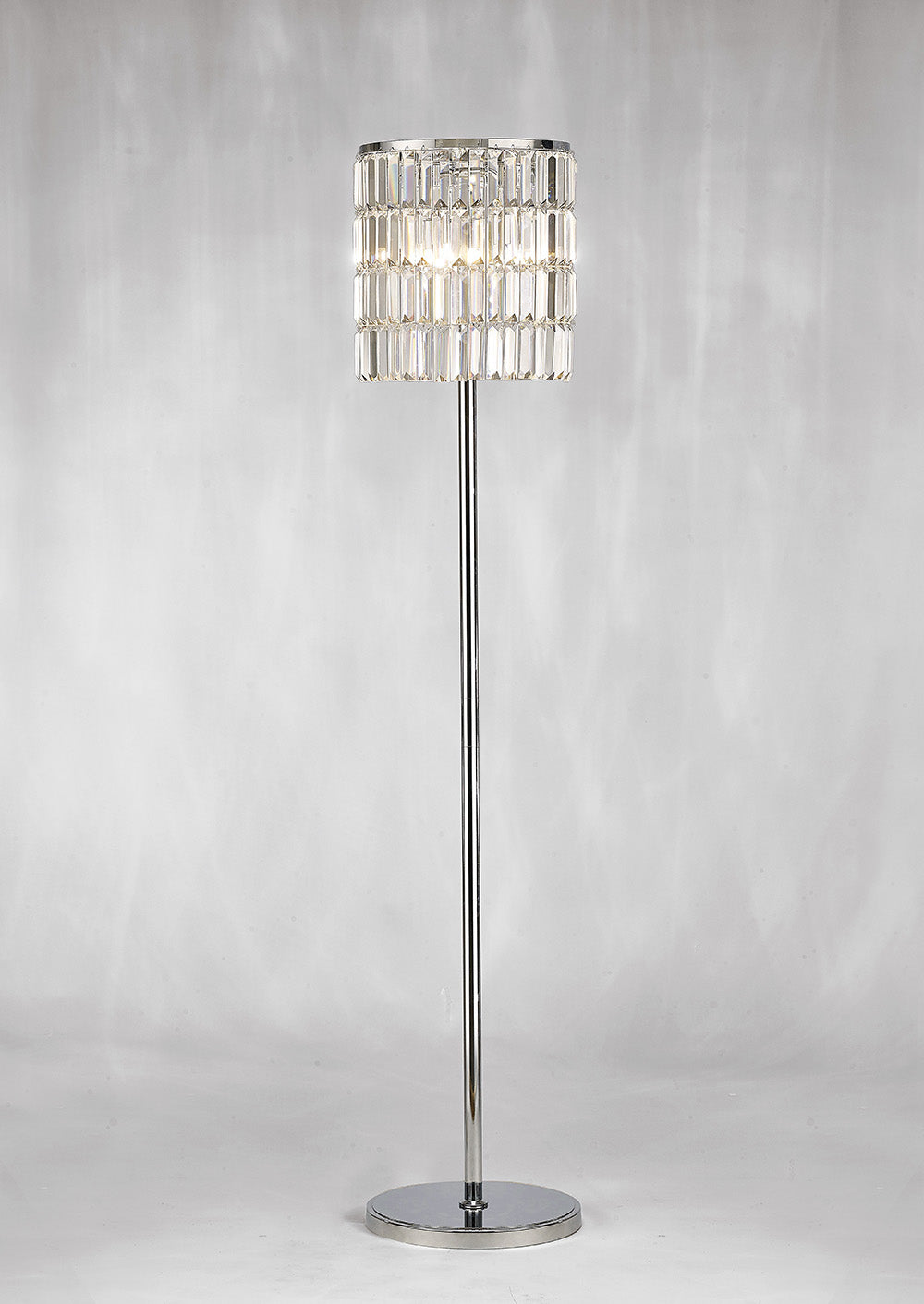 Diyas Torre 5 Light Floor Lamp in Polished Chrome with Crystal Curtain
