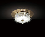 Diyas Tosca 4 Light Round Flush Ceiling Light in Antique Brass with Glass and Crystal