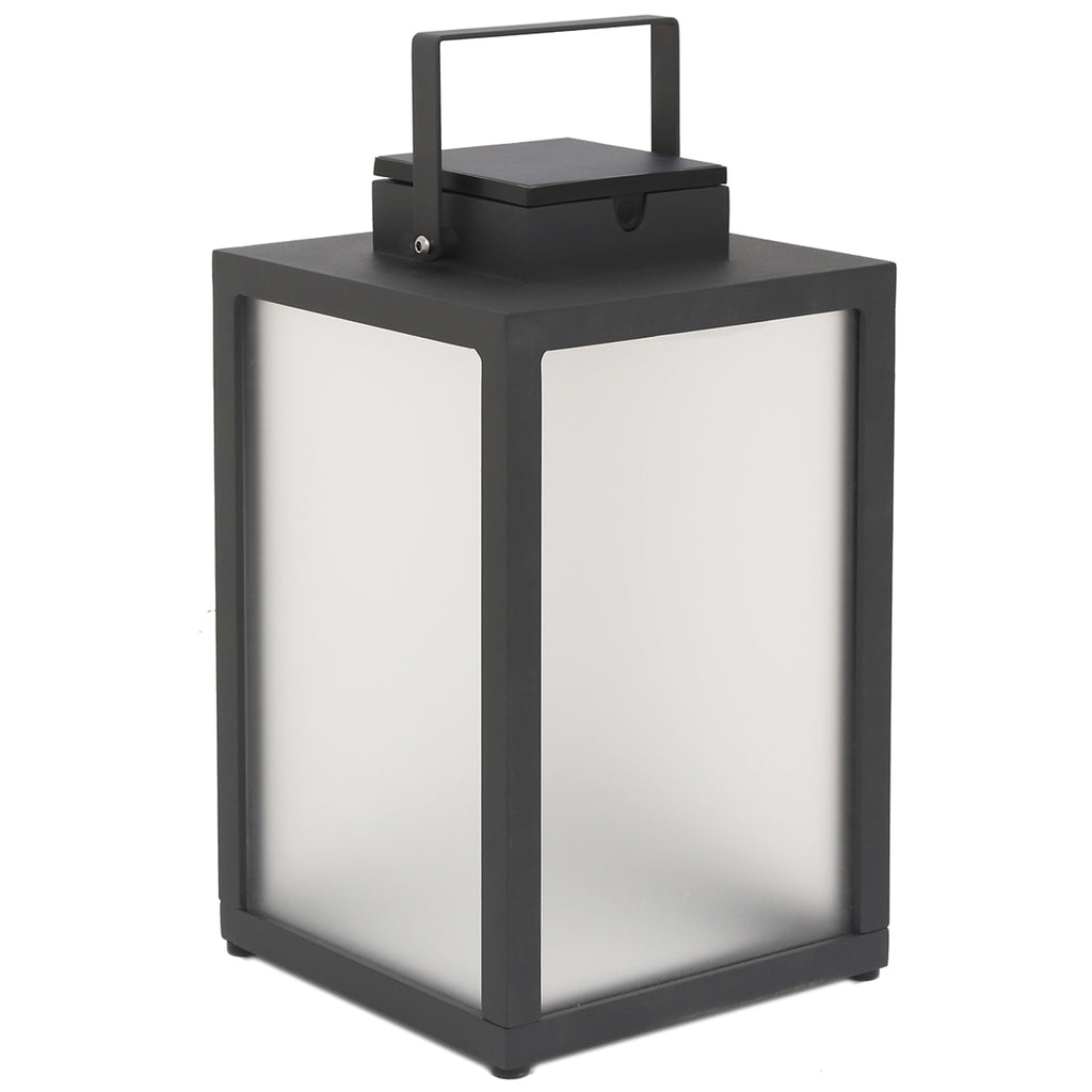 Tradition 300lm Solar Lantern 40 cm - Space Grey Aluminium with Frosted Glass