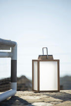 Tradition 300lm Solar Lantern 40 cm - Teak with Frosted Acrylic Glass