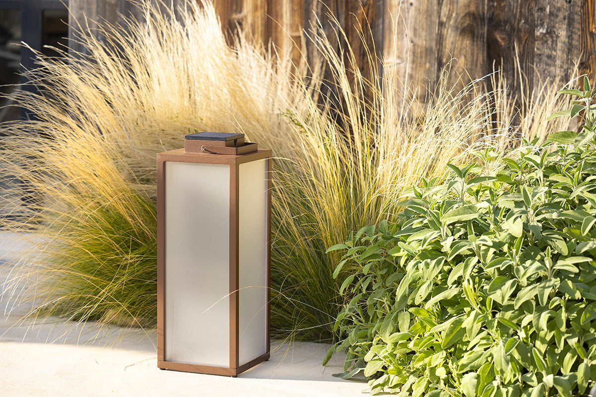 Tradition 300lm Solar Lantern 65 cm - Corten Aluminium with Frosted Glass