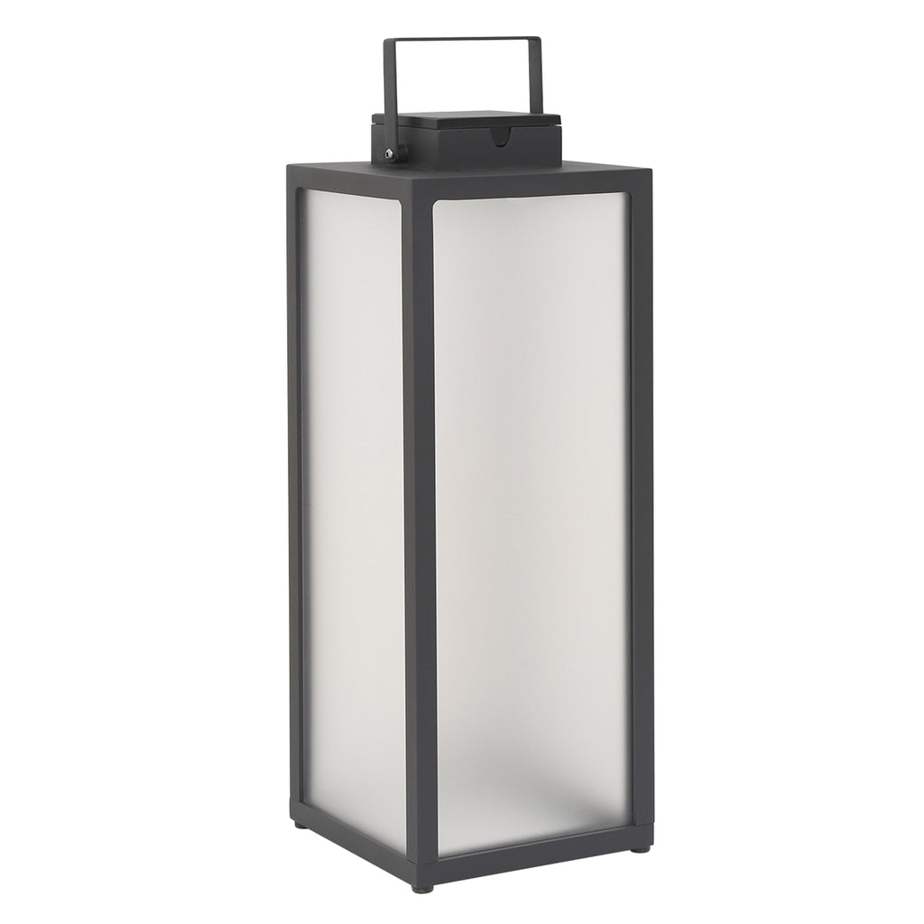 Tradition 300lm Solar Lantern 65 cm - Space Grey Aluminium with Frosted Glass