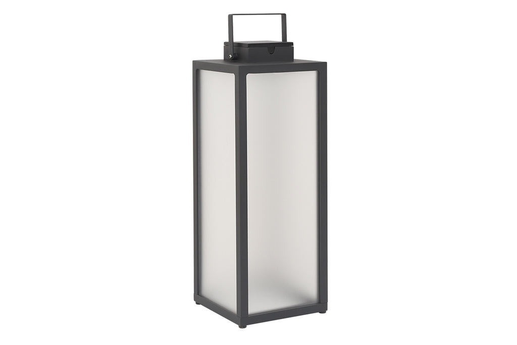 Tradition 300lm Solar Lantern 65 cm - Space Grey Aluminium with Frosted Glass