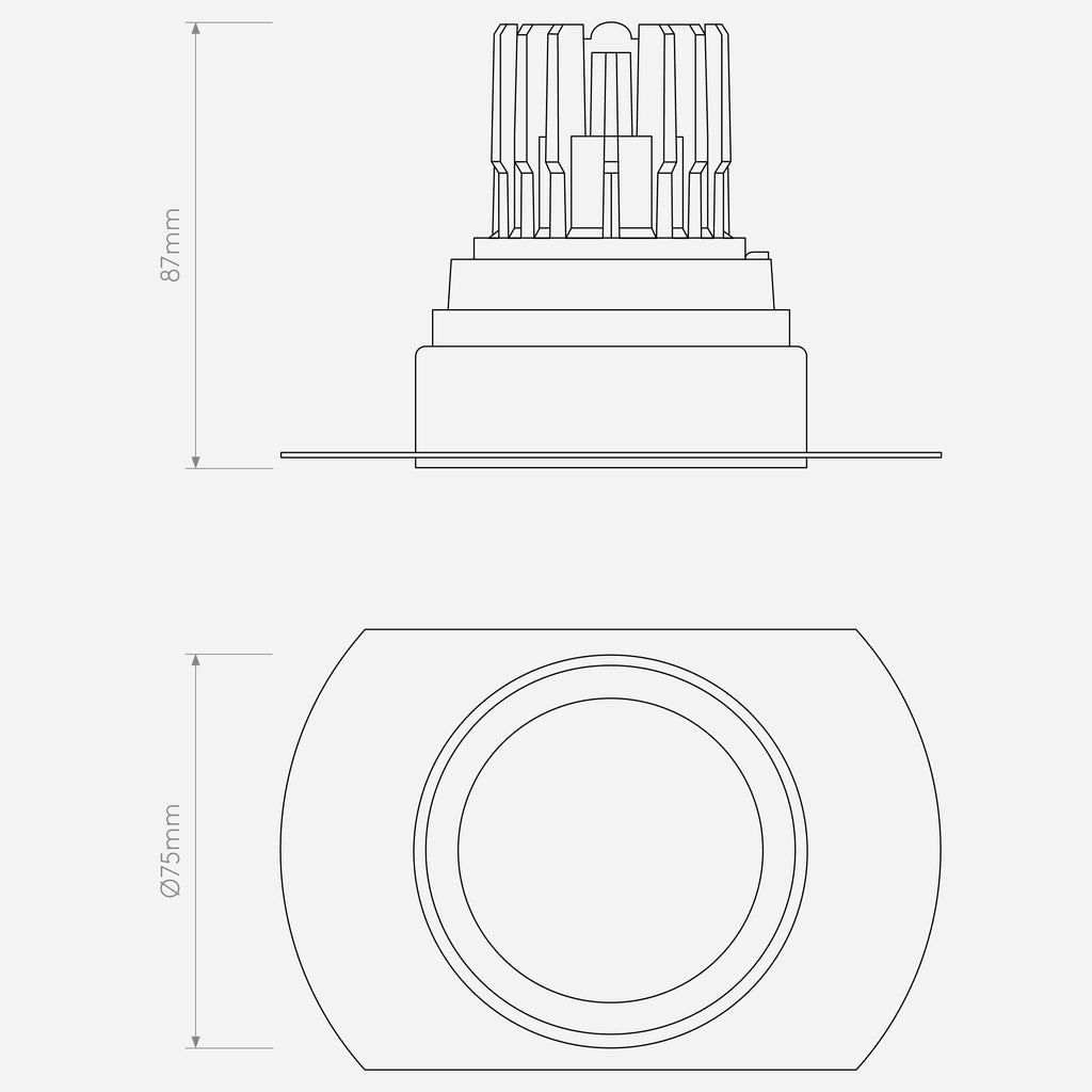 Trimless Pro Round Adjustable - Technical Drawing