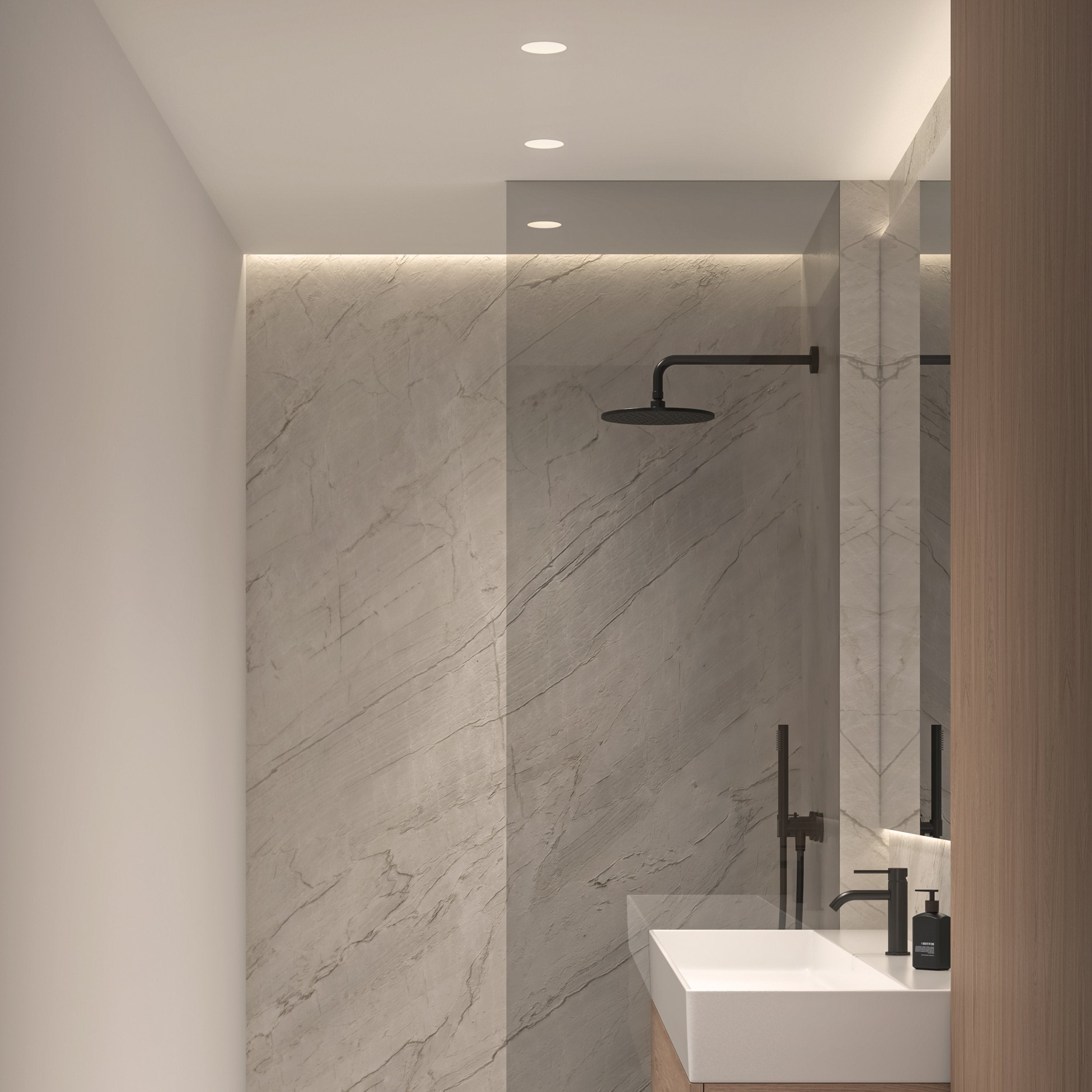 Trimless Pro Round Fixed IP65 (4002418) in Matt White - Insitu Image 1