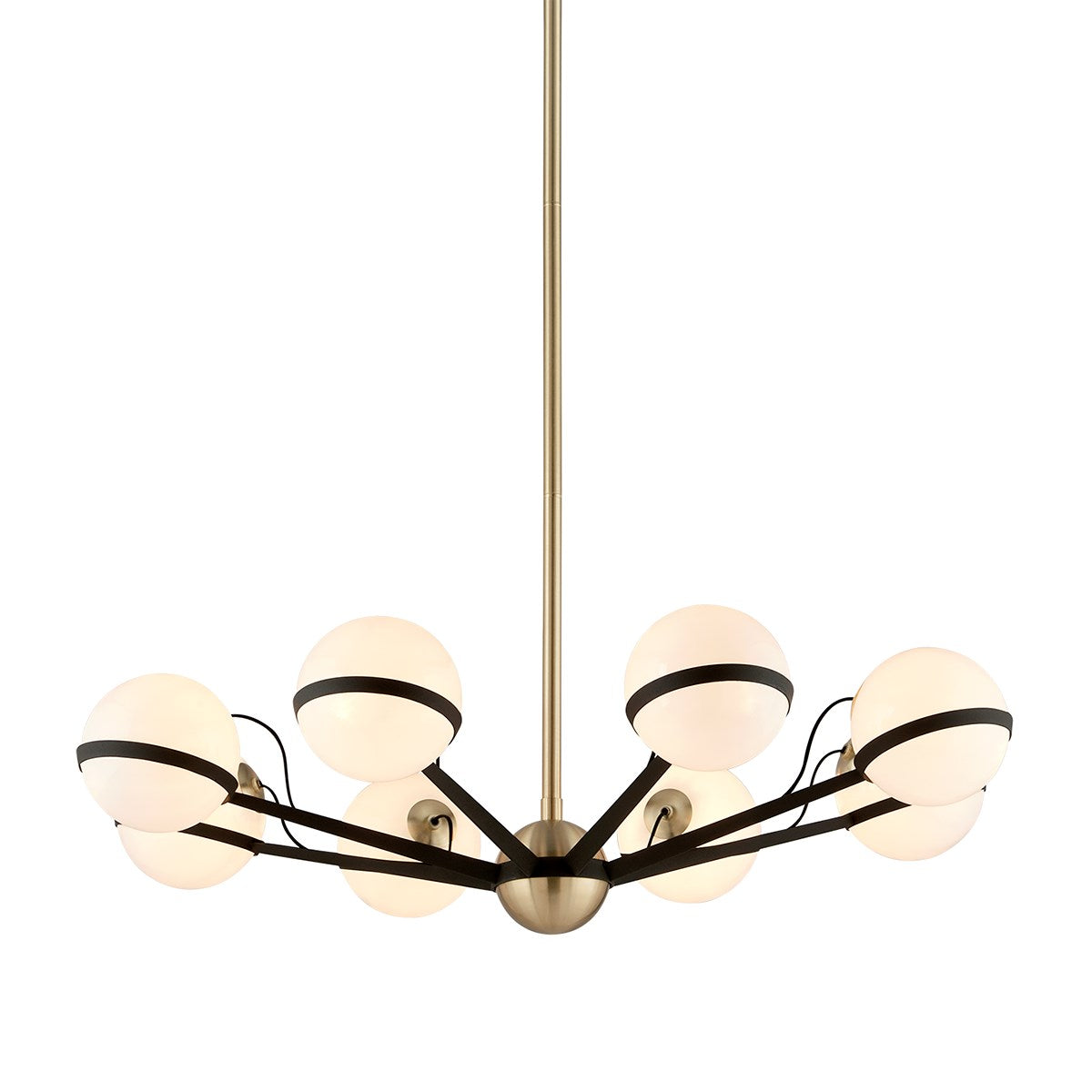 Troy Ace 8 Light Chandelier in Textured Bronze and Brushed Brass