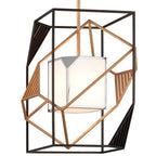 Troy Cubist Pendant Light in Bronze and Gold Leaf