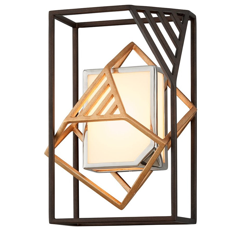 Troy Cubist Wall Light in Bronze and Gold Leaf