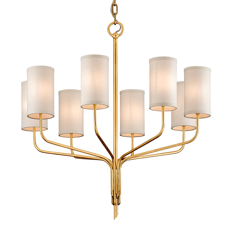 Troy Juniper 8 Light Chandelier in Textured Gold Leaf