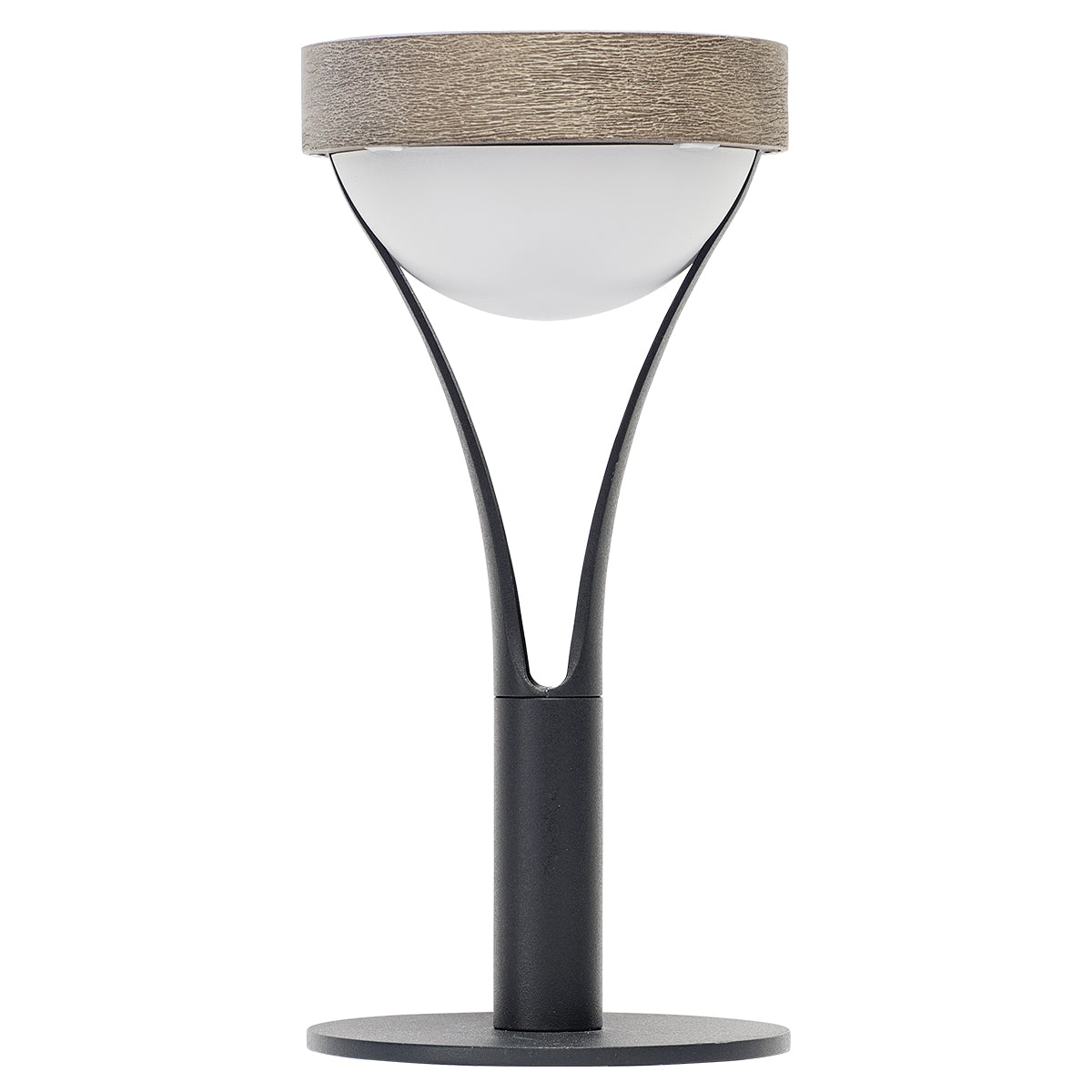 Tyble 200lm Solar Table Lamp 26 cm - Teak Duratek, Black Aluminium and Acrylic Globe