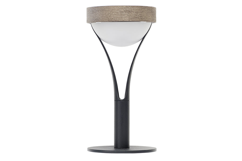 Tyble 200lm Solar Table Lamp 26 cm - Teak Duratek, Black Aluminium and Acrylic Globe