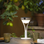 Tyble 200lm Solar Table Lamp 26 cm - Teak Duratek, White Aluminium and Acrylic Globe