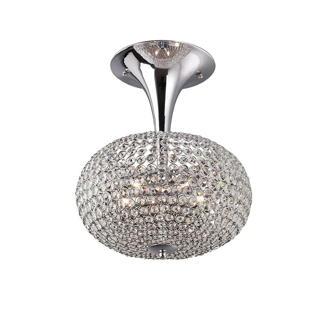 Diyas Vado 5 Light Semi Flush Ceiling Light in Polished Chrome with Crystal