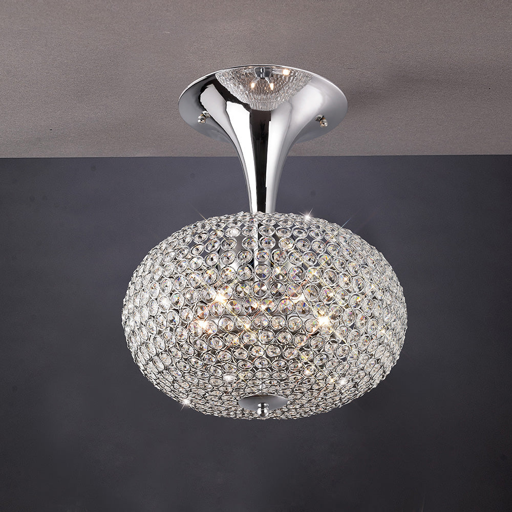 Diyas Vado 5 Light Semi Flush Ceiling Light in Polished Chrome with Crystal