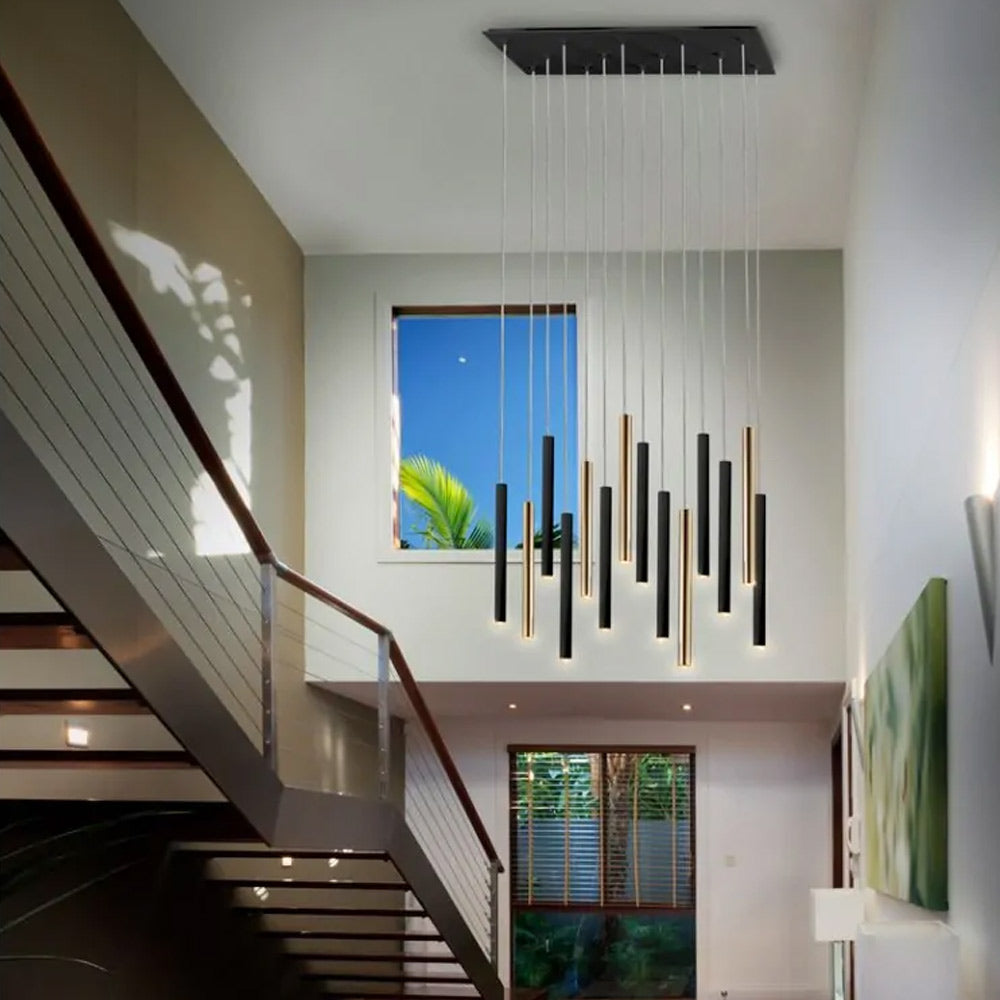 Schuller Varas 14 Light Pendant Light in Gold and Black 3 Metre Drop