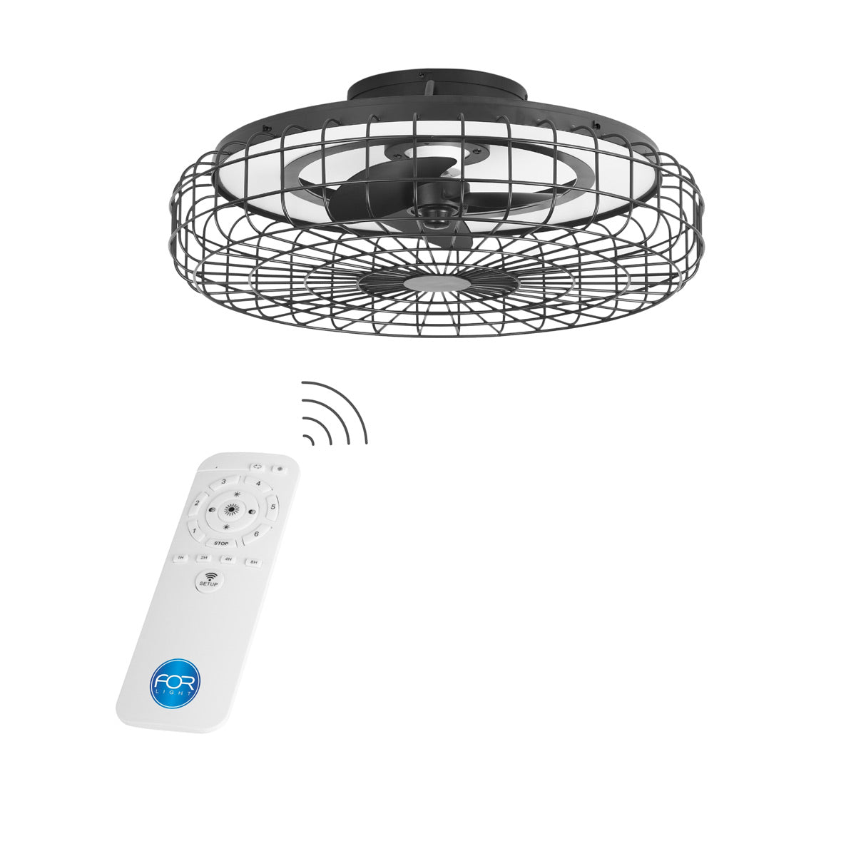 Forlight Merak Ceiling Fan with LED Light in Black Steel 5yr Guarantee