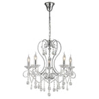 Diyas Vela 5 Light Pendant Light in Polished Chrome with Crystal