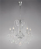 Diyas Vela 5 Light Pendant Light in Polished Chrome with Crystal