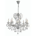 Diyas Vela 8 Light Pendant Light in Polished Chrome with Crystal