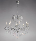 Diyas Vela 8 Light Pendant Light in Polished Chrome with Crystal