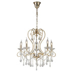 Diyas Vela 5 Light Pendant Light in French Gold with Crystal
