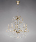 Diyas Vela 5 Light Pendant Light in French Gold with Crystal