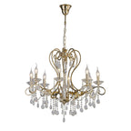 Diyas Vela 8 Light Pendant Light in French Gold with Crystal