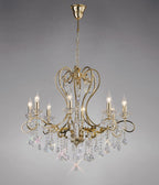 Diyas Vela 8 Light Pendant Light in French Gold with Crystal