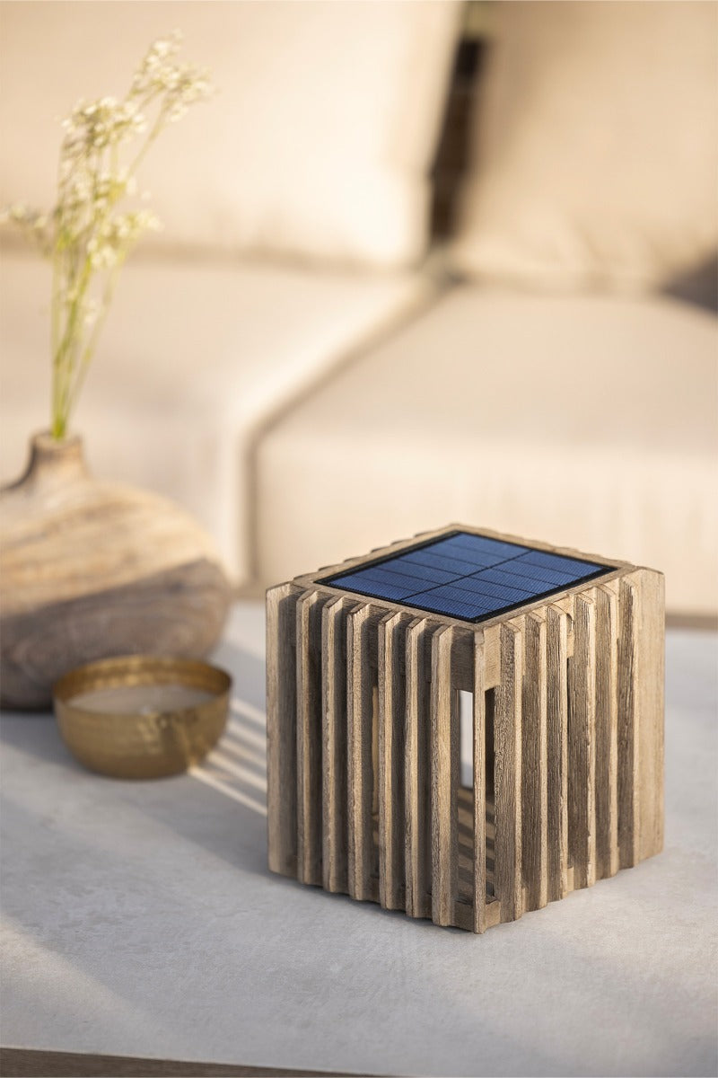 Verti 300lm Solar Table Lamp 21 cm - Teak Duratek