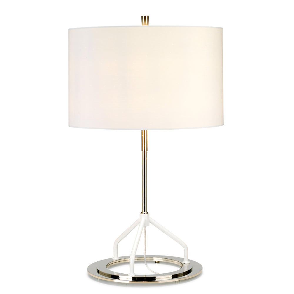 Elstead Vicenza Table Lamp in Polished Nickel with White Shade