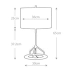 Elstead Vicenza Table Lamp in Polished Nickel with White Shade - dimensions