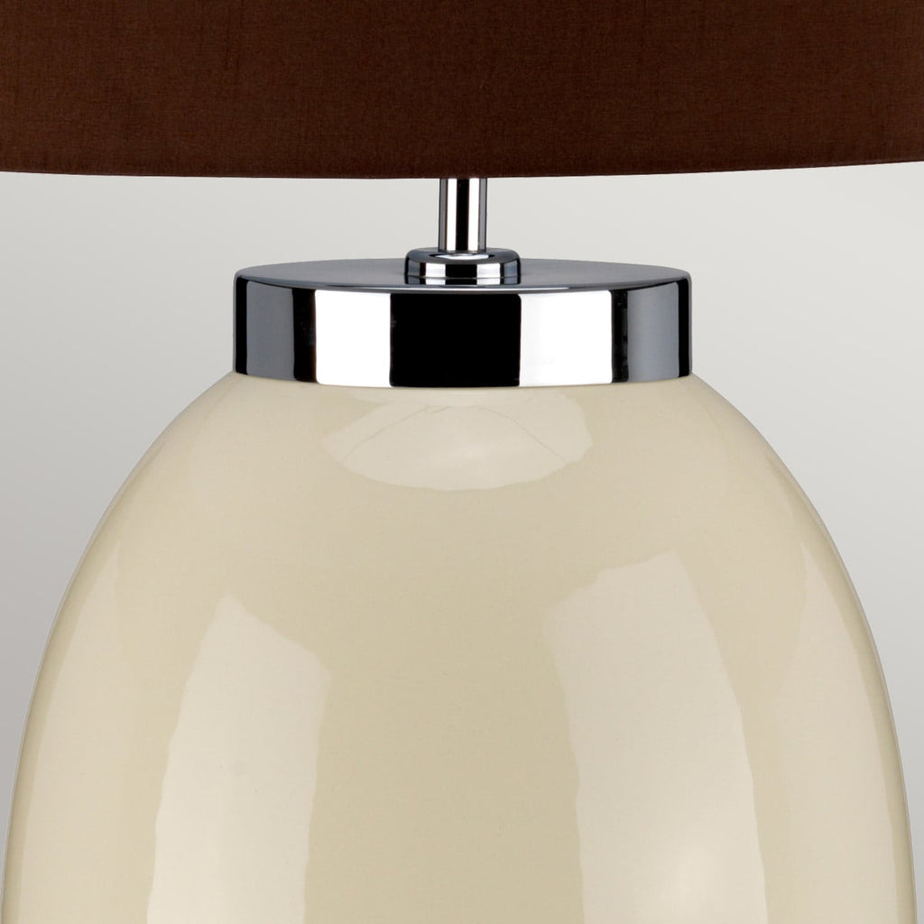 Elstead Victor Large Table Lamp in Cream with Brown Shade