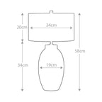Elstead Victor Small Table Lamp in Cream - dimensions