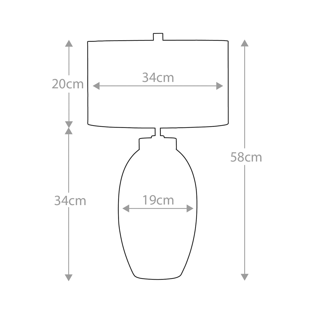 Elstead Victor Small Table Lamp in Cream - dimensions