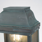 Elstead Victoria Outdoor Coastal Wall Lantern in Solid Brass Verdigris Finish, detail