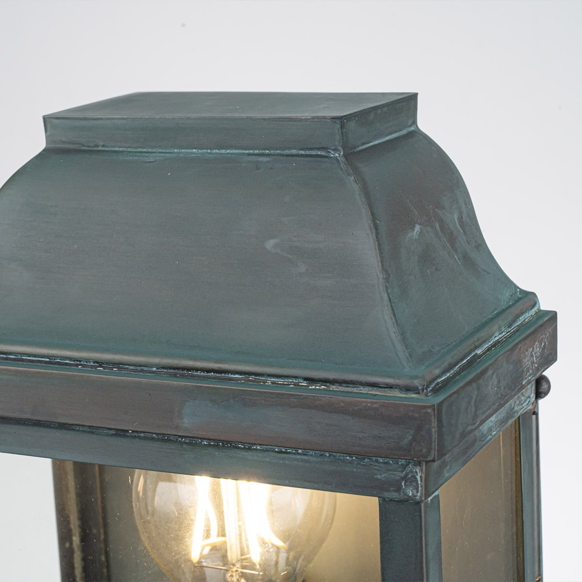 Elstead Victoria Outdoor Coastal Wall Lantern in Solid Brass Verdigris Finish, detail