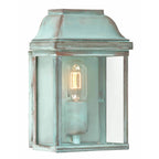 Elstead Victoria Outdoor Coastal Wall Lantern in Solid Brass Verdigris Finish