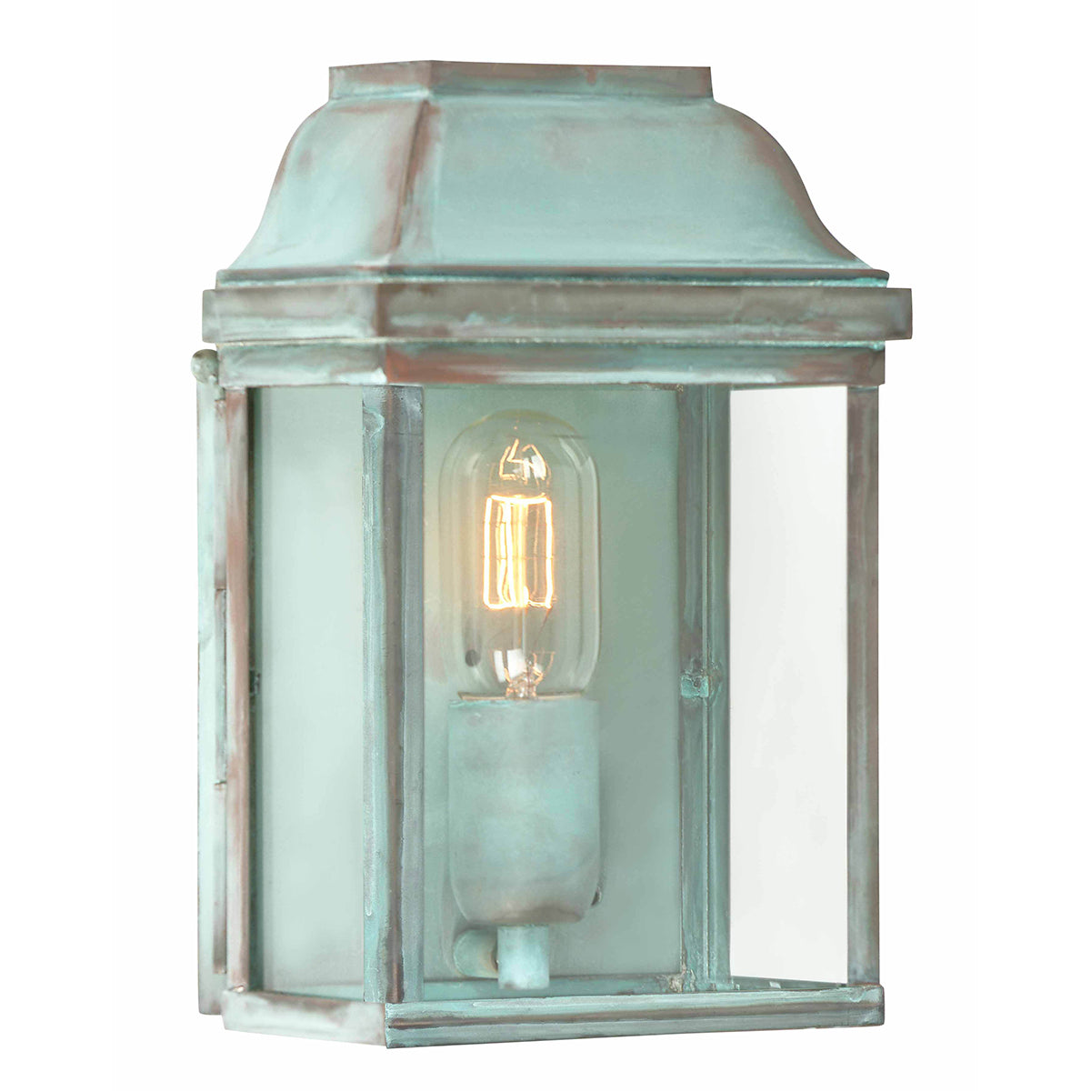 Elstead Victoria Outdoor Coastal Wall Lantern in Solid Brass Verdigris Finish
