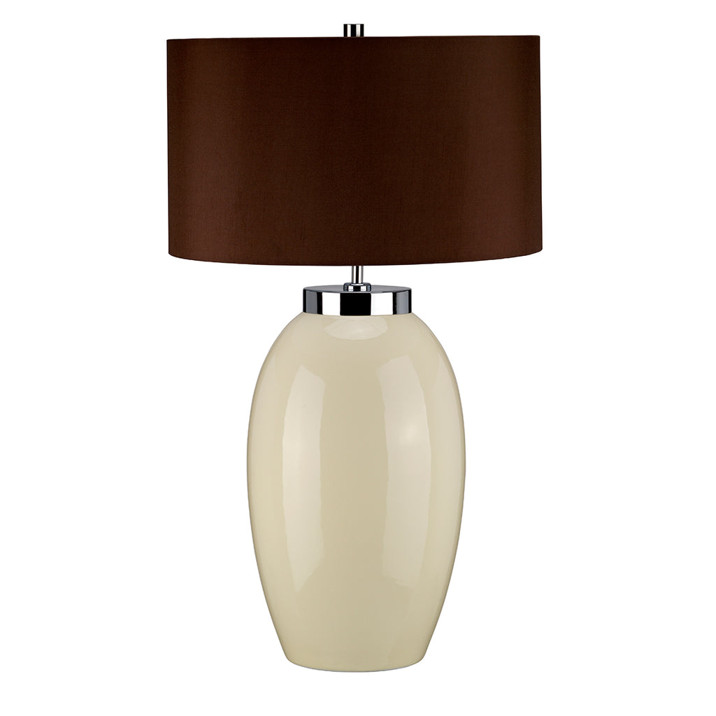 Elstead Victor Large Table Lamp in Cream with Brown Shade